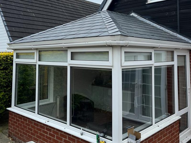 Conservatory warm roof installation